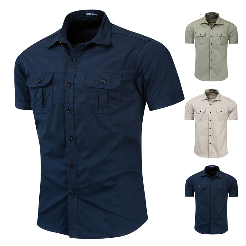Men's Casual Shirts Fashion men's casual business shirt Short sleeved military goods shirt High quality cotton shirt Work shirt Men's c