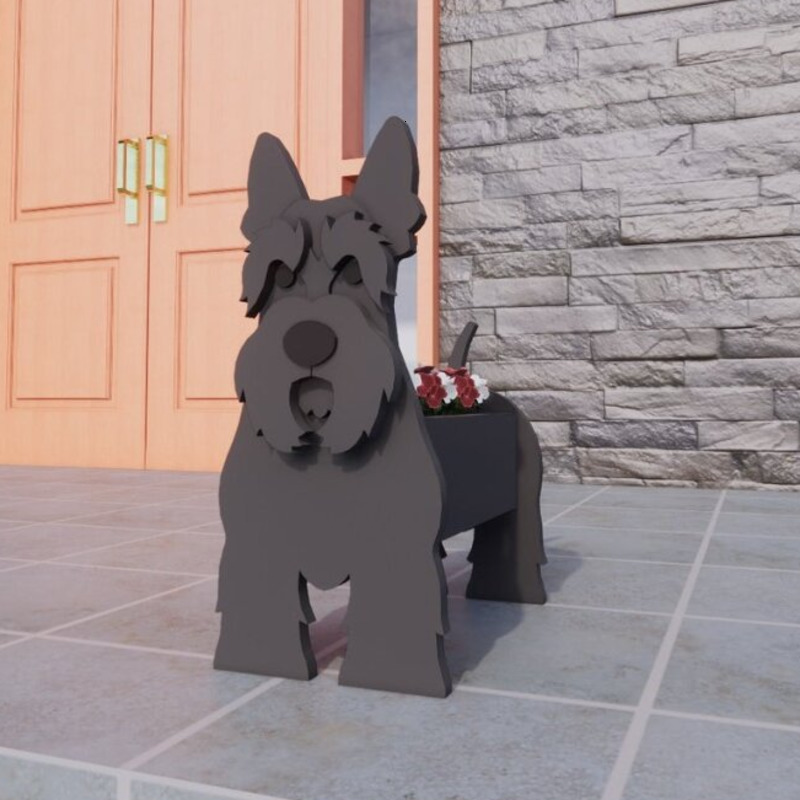 Planters Pots Garden Flower Pot Dog Schnauzer Bulldog Poodle Corgi Yorkshire DIY PVC Home Decor 230329
