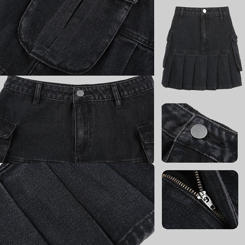 Skirts Women Folds Denim Mini Sexy Kawaii Streetwear Korean Style Chic Casual ALine Vintage Fashionable Harajuku Sweet Girls 230329