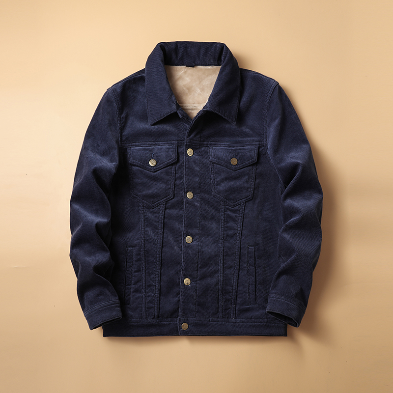 Men's Jackets Autumn winter plus velvet thickening men's corduroy jacket fashion casual men's warm jacket bomber jacket classic slim to