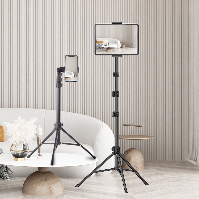 1.7m phone stand and selfie tripod landing multi-function outdoor live broadcast expandable camera and phone tripod with phone clip