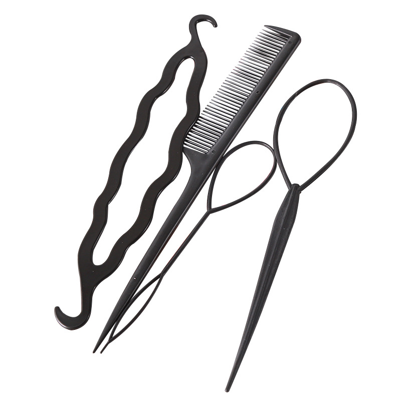 Magic Hair Braid Ponytail Creator Double Hooks Plastic Loop Styling Tools Tail Clip Hair Twist Styling Clip With Combs 4pcs/set Herramientas De Estilo