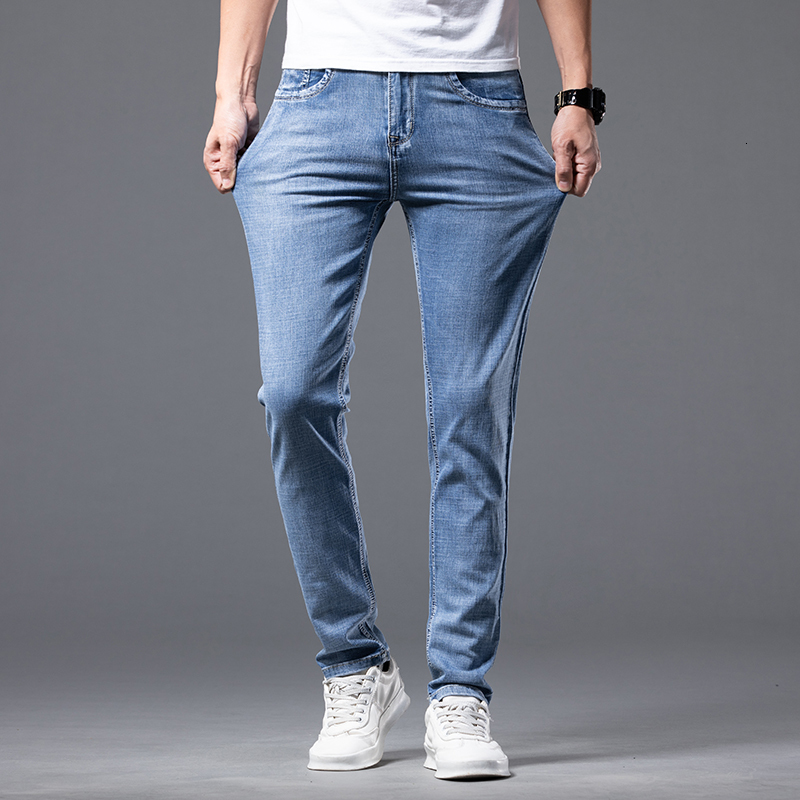 Men's Jeans Spring Summer Men Stretch Lightwight Jeans Fashion Casual Slim Fit Denim Trousers Male Blue Pants Men Thin Jeans Clothing 230329