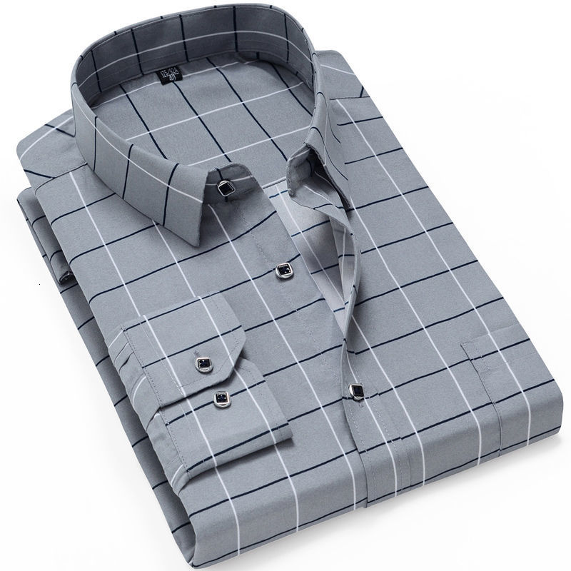 Men's Casual Shirts Thin Long Sleeve Printed Shirt Men's Korean Slim Fit Plaid Shirt Casual Business Dress Shirts Fashion Striped Streetwear
