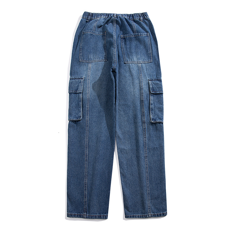 Men's Jeans Spring Cargo Jeans Men's Baggy Big Pocket Denim Pants Street Fashion Casual Korean Wide Leg Trousers Streetwear 230329