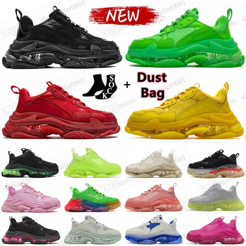 Triple s clear sole mens women casual shoes designer 17FW old Dad platform Black Beige Dark Green Red Bubble bottom crystal balencaiga balenciagas trainers sneakers, 30
Triple s clear sole mens women casual shoes designer 17FW old Dad platform Black Beige Dark Green Red Bubble bottom crystal balencaiga balenciagas trainers sneakers, 30