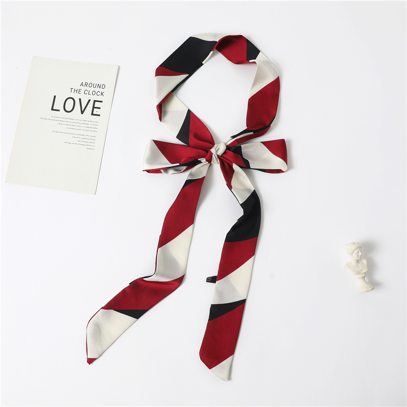 Headbands Print Solid Long Silk Satin Hair Scaf Fashion Neck Tie Ribbon Skinny Scarves Grils Hand Bag Wirst Belt Foulard Headwear 230328