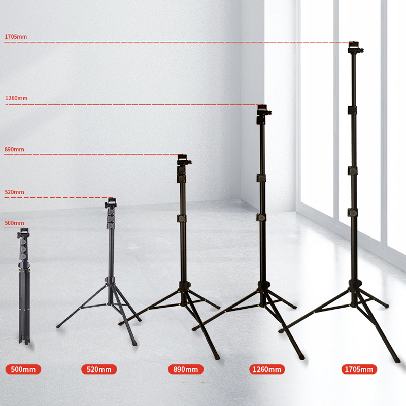 1.7m phone stand and selfie tripod landing multi-function outdoor live broadcast expandable camera and phone tripod with phone clip