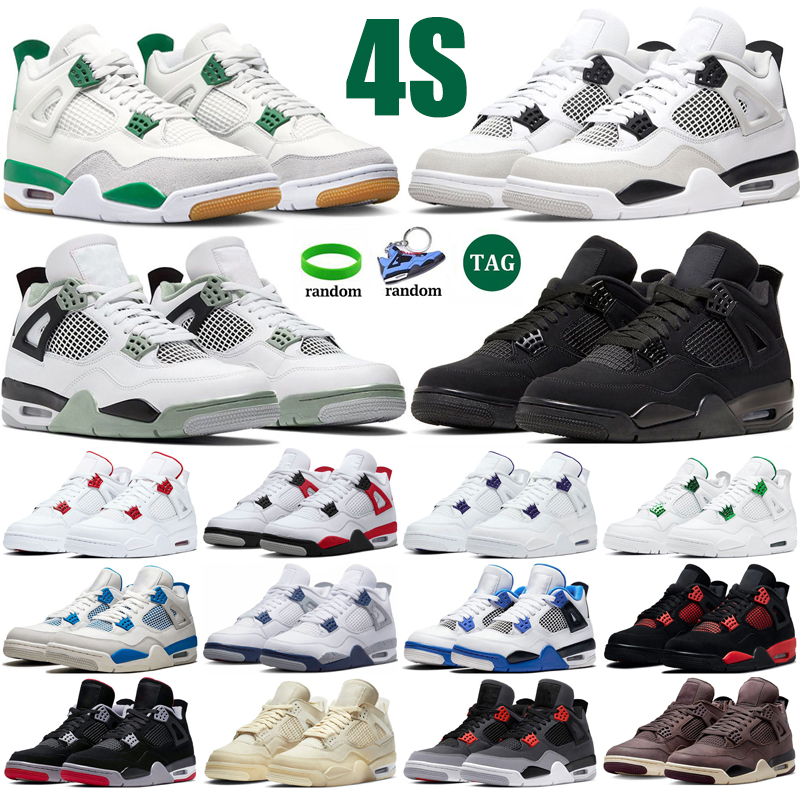 4 basketball shoes for men women 4s Pine Green Military Black Cat Sail Red Thunder White Oreo Cool Grey Blue University Seafoam mens sports sneakers eur 36-47