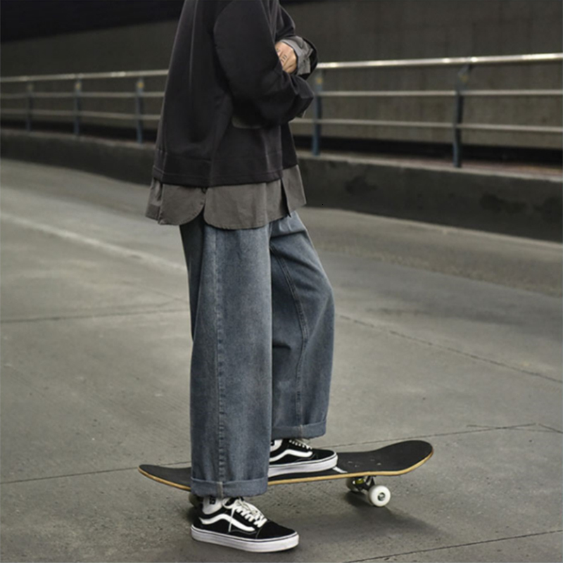 Men's Jeans Straight skateboard jeans men's pants loose wide leg pants hip hop streetwear pantalon homme jean moda masculina korean 230329