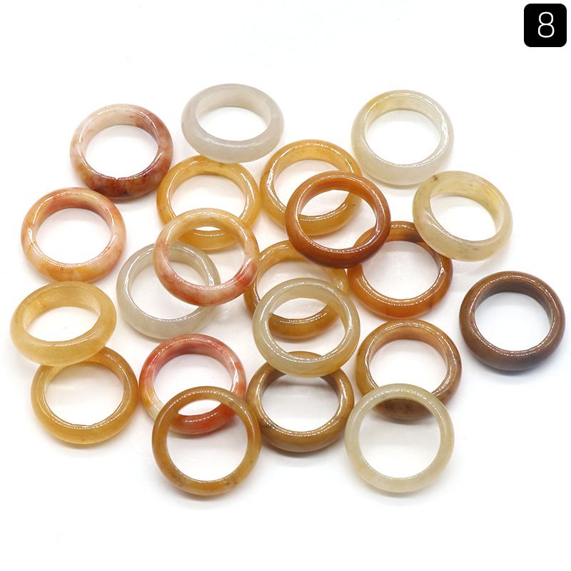 Natural Stone Wide 6mm Rings Kallaite Amethyst Rose Quartz Crystal Women Ring Party Wedding