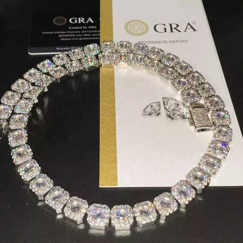 13mm Width Sterg Sier Vvs d Color Moissanite Dia Mens Chains Hip Hop Jewelry Cuban Tennis Chain