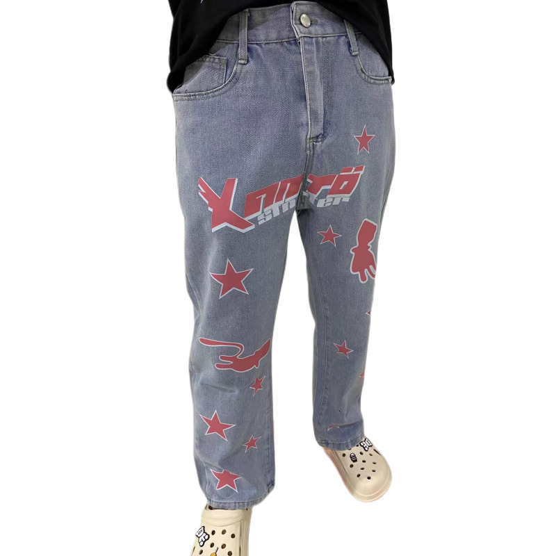Mens Jeans High Waist Bagge Pants Woman Y2k Streetwear Loose Denim Trousers Female Vintage Wide Leg Cargo Women Autumn 230330