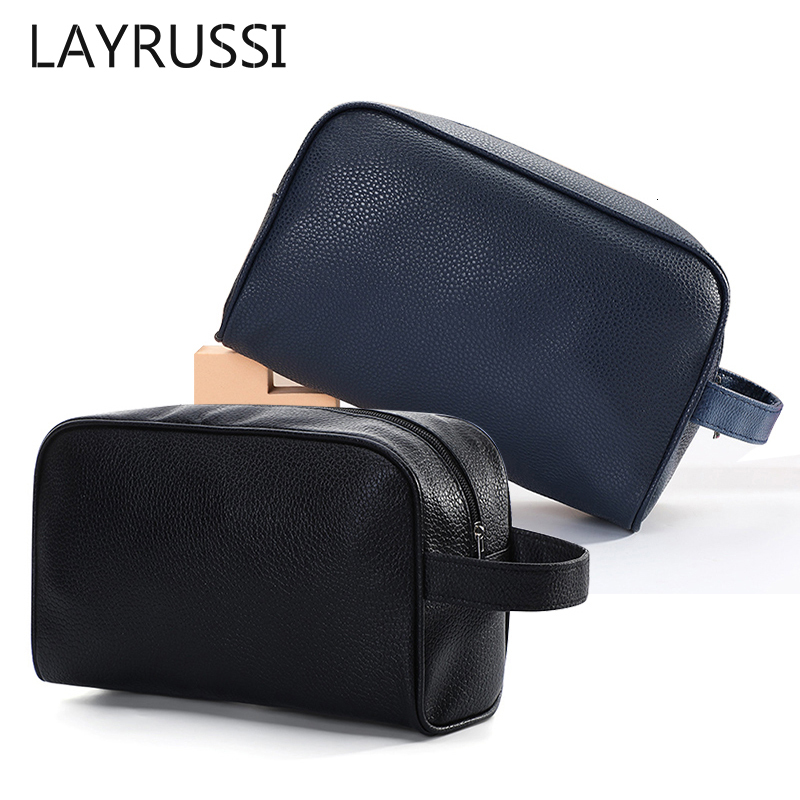 Cosmetic Bags Cases LAYRUSSI Men Travel Zipper Makeup Women s Organizer Storage Pouch PU Leather Toiletry 230329