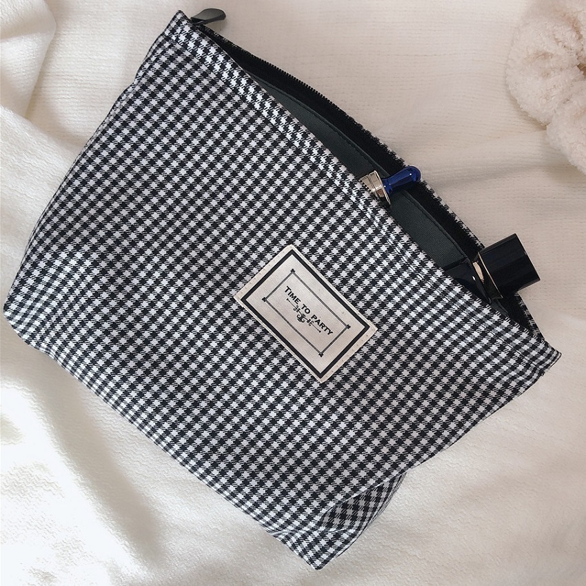 Cosmetic Bags Cases Cotton Makeup For Plaid Large Cosmetics Pouch Necesserie Make Up Organizer Beauty Storage Woman Men Travel Toiletry 230329