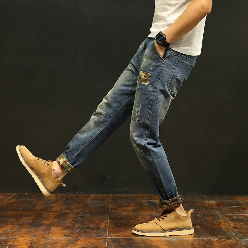 Men's Jeans Ymwmhu Camouflage Graphic Men Jeans Fashion Summer Denim Trousers Casual Cotton Jeans Man Autumn Tapered Pants Soft Street-wind 23032