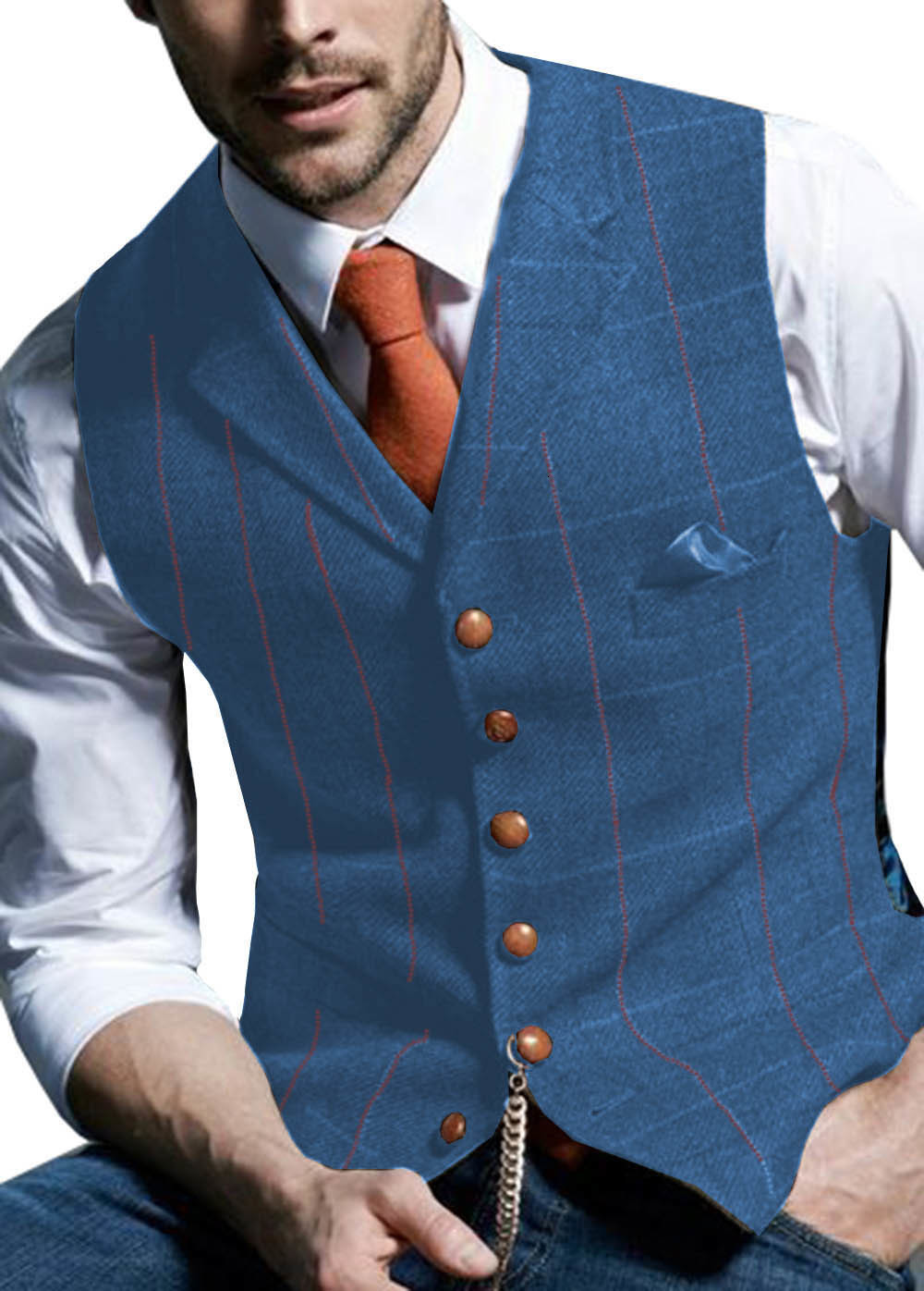Mens Vests Tweed Suit Business Clothing for Men Striped Waistcoat Punk Vest Groomman Wedding Brwon Black Grey Jacket 230329