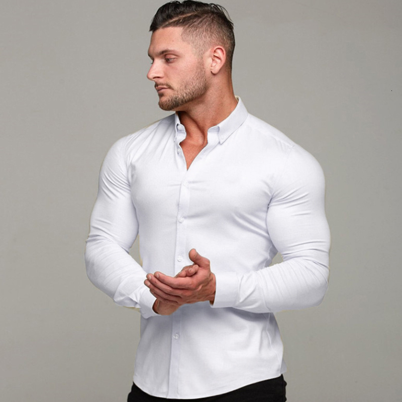 Men's Casual Shirts 6XL Autumn and Winter Silk Shirt Men's Long Sleeve Business Casual Comfort Pure Black Elastic 6xl Iron Free Korean Editi