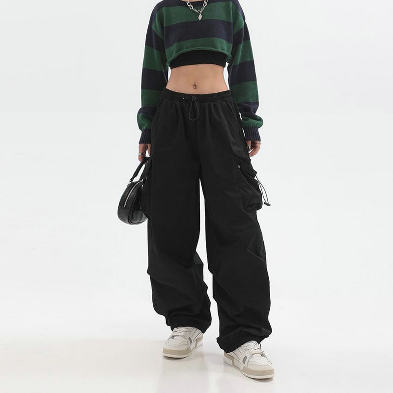 Women's Pants s Joggers Cargo Y2K Parachute Pant Hippie Streetwear Oversize Pockets Trousers Harajuku Techwear Wide Pantalone 230329