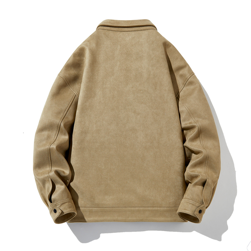 Men's Jackets Men's Spring Faux Suede Jacket Street Lapel Tooling Style Coat Stand-up CollarFashion Casual Harajuku Version Vintage Jacket 2