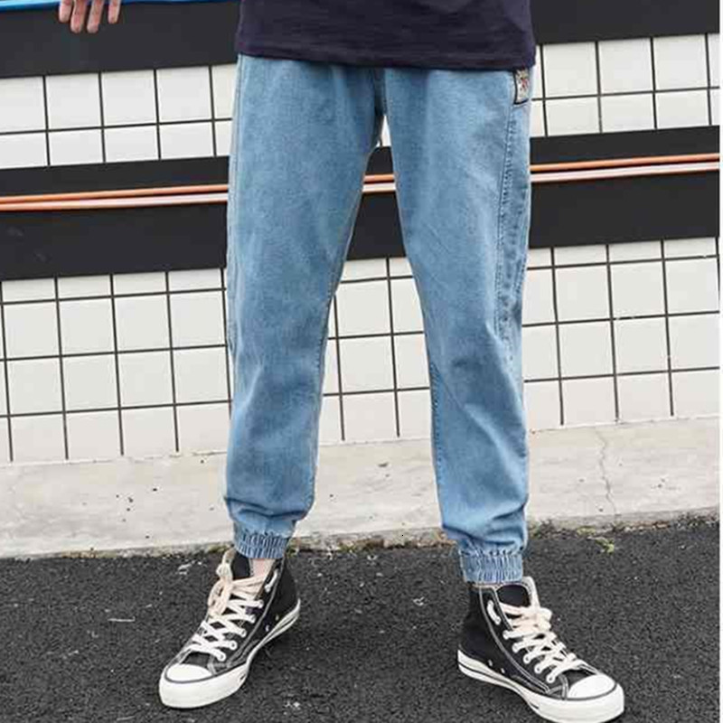Men's Jeans Fashion Japanese and Korean Style Men's Jeans Elastic Waist Harem Pants Male Trendy Casual Denim Trousers All-Matchpants 230329