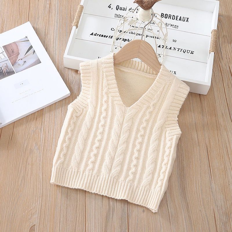 Waistcoat Baby Boy Girl Sweater Vest Cotton Infant Toddler Child Knit Waistcoat Twist Sweater Sleeveless Spring Autumn Baby Clothes 1-8Y 230329