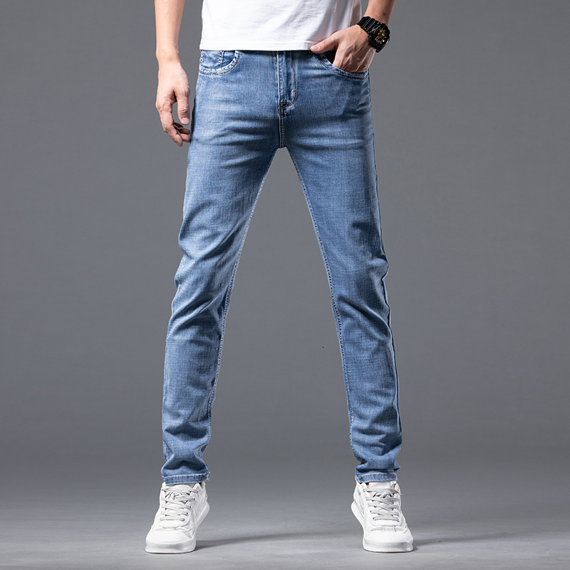 Men's Jeans Spring Summer Men Stretch Lightwight Jeans Fashion Casual Slim Fit Denim Trousers Male Blue Pants Men Thin Jeans Clothing 230329