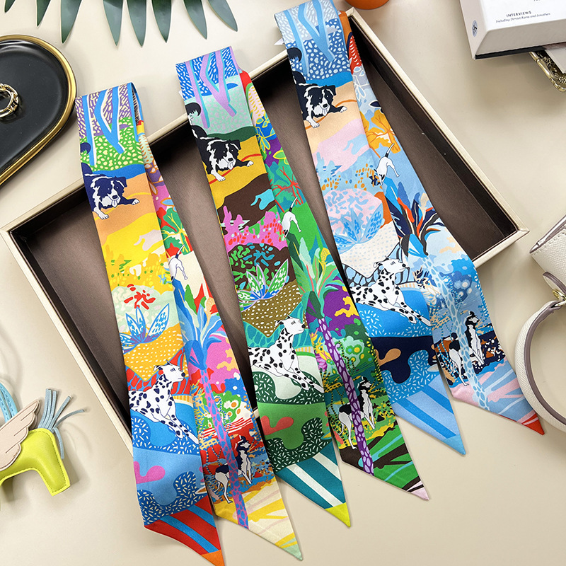 100% Silk Hair Band Women's Scarf Leopard Print Letter Designer Headband Classic Handbag Scarf High Quality Silk Material Size 6 * 100cm