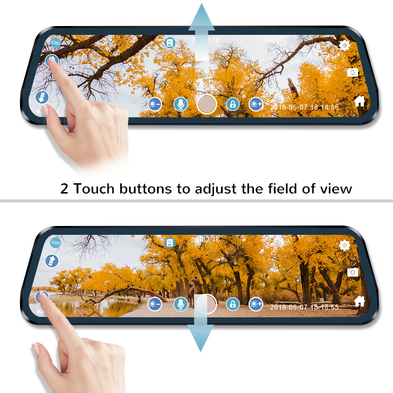 1080p Car Dvr Mirror Camera for Car Touch Screen Video Recorder Rearview Mirror Dash Cam Front and Rear Camera Mirror DVR Black Box
