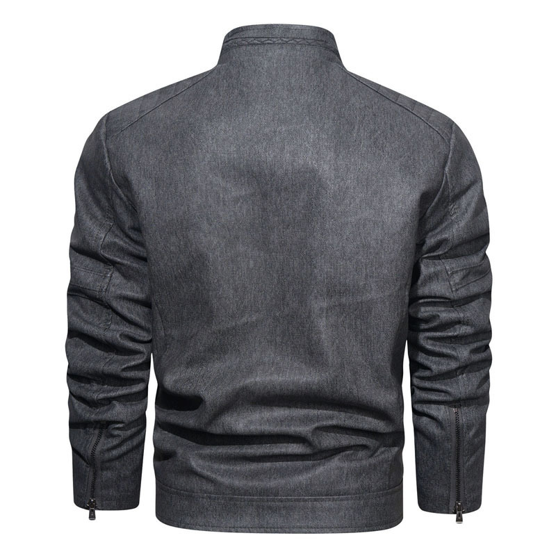 Men's Jackets Autumn Winter Casual Solid Fashion Slim Bomber Jackets High Quality Men's Zip Collar Outdoor Windbreaker Fleece Jacket Warm Co