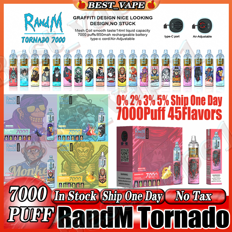 Original RandM Tornado puffs 7000 Disposable E cigarettes Pod Device 7000 puff Powerful Battery 14ml Cartridge Mesh Coil 6 RGB light Glowing Vape Pen Kit VS randm 7k
Original RandM Tornado puffs 7000 Disposable E cigarettes Pod Device 7000 puff Powerful Battery 14ml Cartridge Mesh Coil 6 RGB light Glowing Vape Pen Kit VS randm 7k