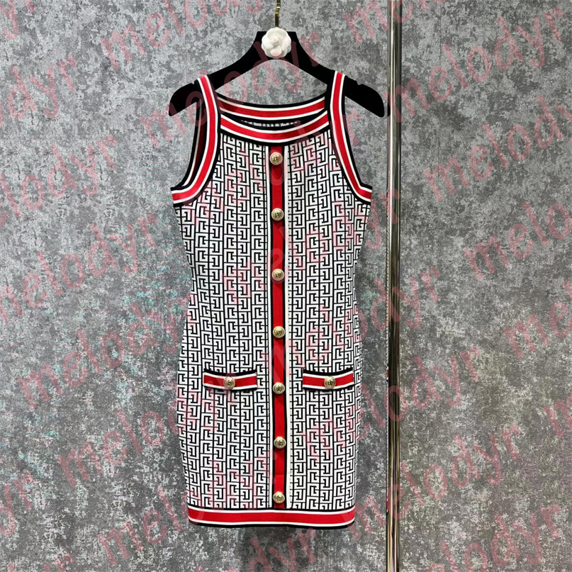 Classic Print Women Dress Summer Sleeveless Knitted Dresses Designer Slim Sling Knit Skirt, Black
Classic Print Women Dress Summer Sleeveless Knitted Dresses Designer Slim Sling Knit Skirt, Black