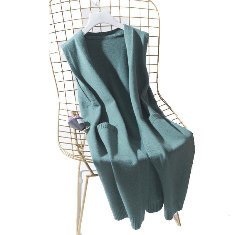 Women's Vests Spring Sleeveless Long Sleeve Knitted Tank Top Women's Solid Wool Cardigan Coat Korean Fashion V-Neck Women's Sweater Win