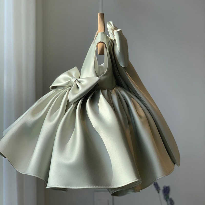 Girl's Dresses Big Bow Princess Sweet Kids Tutu Toddler Birthday Party Newborn ChristeningChildren Baptism Baby Girls Clothes Summer Dresses P230