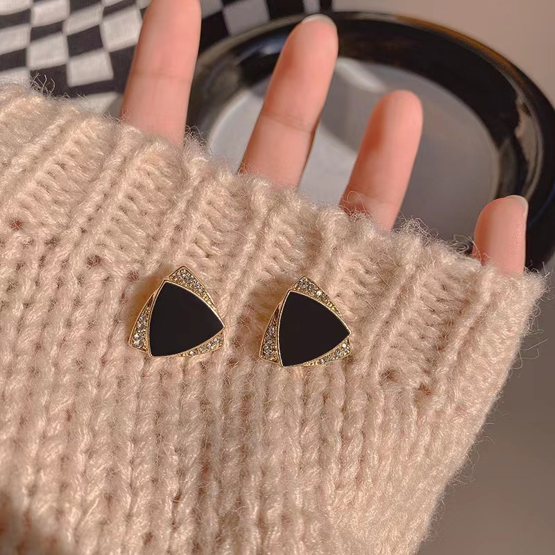 Korean Gold Color Black Drop Earrings For Women Double Square Brand Crystal Wedding Earring Accessories Orecchini Brincos Free shipping