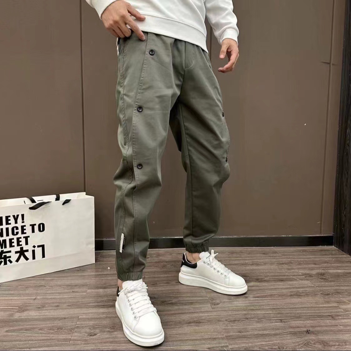 Men's Pants 2023 Spring and Autumn Casual Fashion Talent Versatile Slim Fit Leggings Closeup Sweatpants 230329