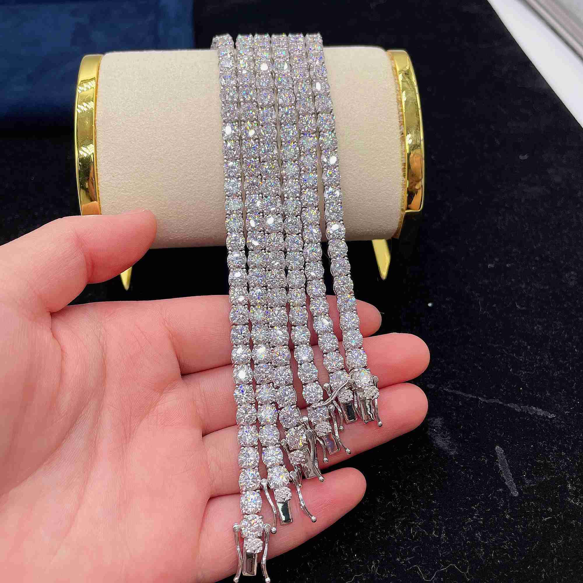 Hip Hop Moissanite Jewelry 5mm Bracelet Pass Diamond Tester Vvs Moissanite Tennis Chain in Stock