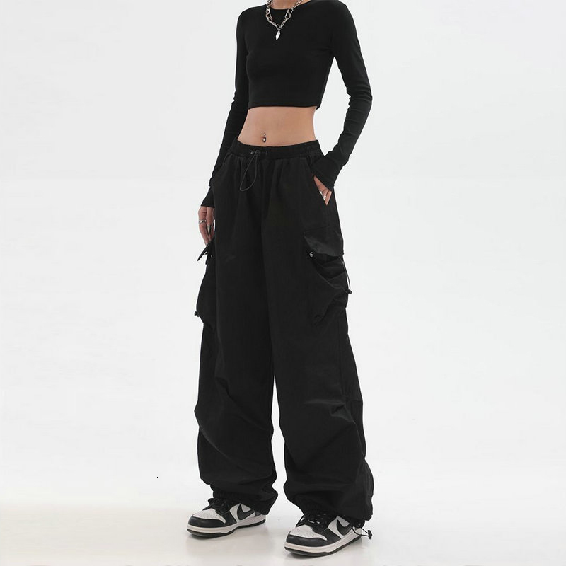 Women's Pants s Joggers Cargo Y2K Parachute Pant Hippie Streetwear Oversize Pockets Trousers Harajuku Techwear Wide Pantalone 230329