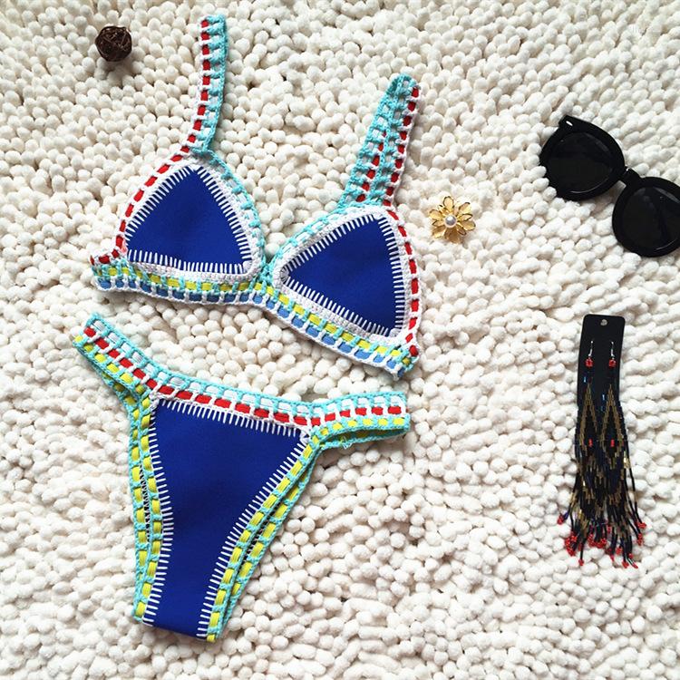 Womens Swimwear Micro Bikini Women Handmade Crochet Halter Patchwork Bathing Suit Swimsuit Biquini Thong Trajes De Banos AAA Discount for in-store pur