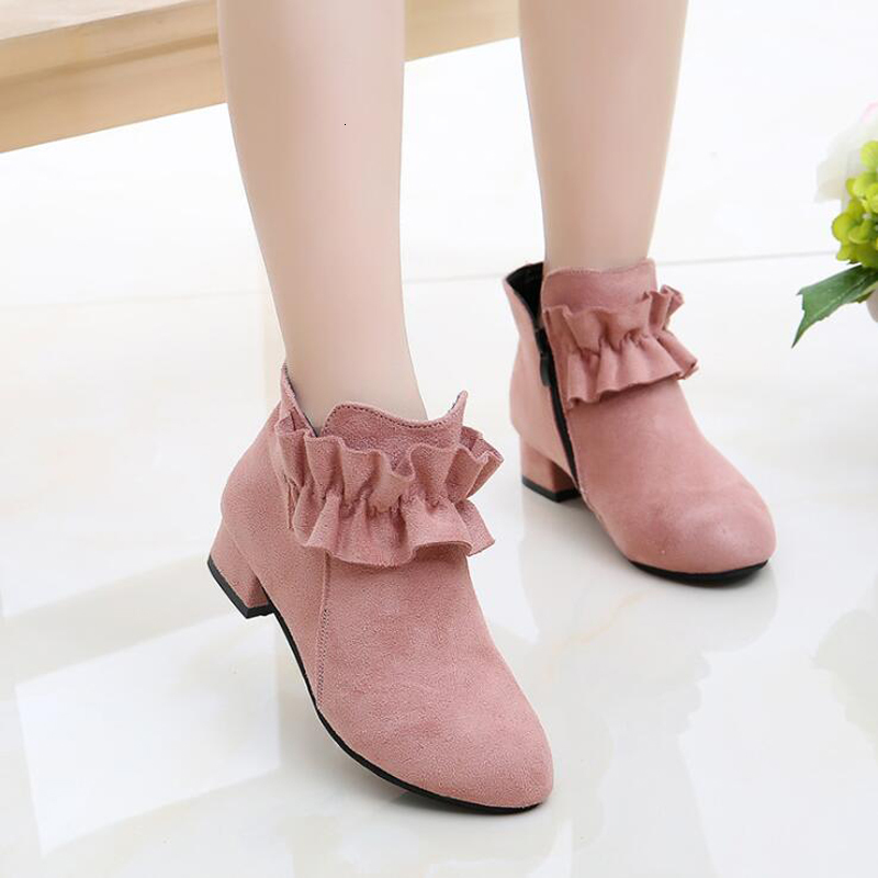 Sneakers Musim Semi Dingin Anak Kulit Sepatu Perempuan Wanita Hak Tinggi Fashion Bunga untuk Merah 230329