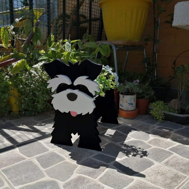 Planters Pots Garden Flower Pot Dog Schnauzer Bulldog Poodle Corgi Yorkshire DIY PVC Home Decor 230329