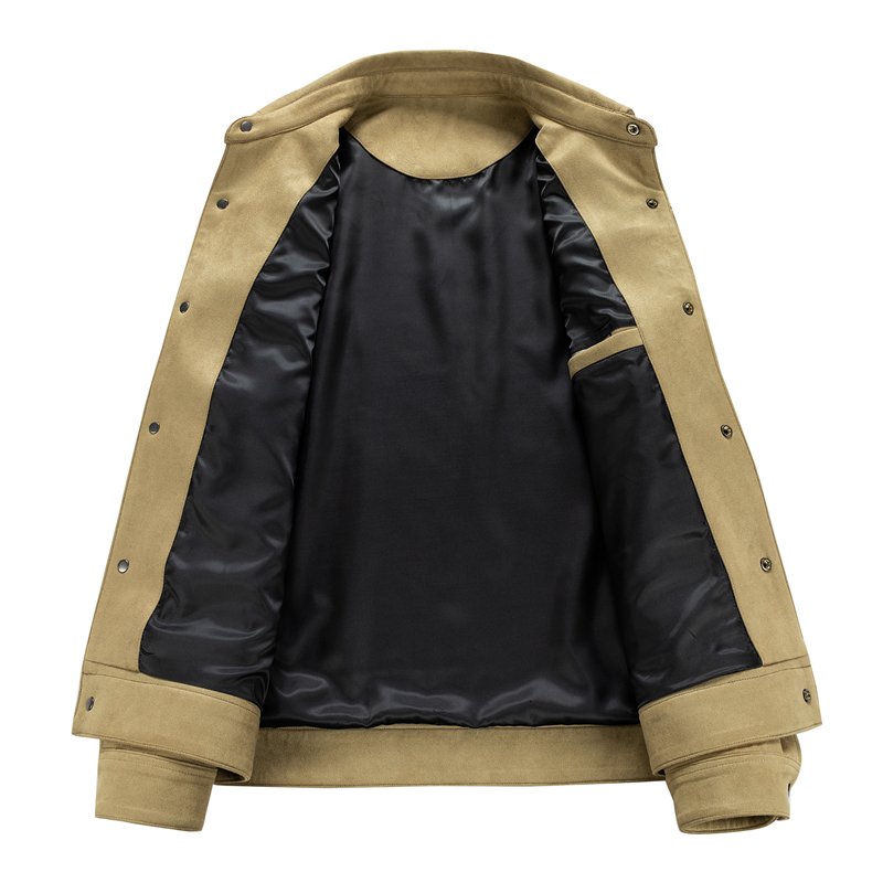 Men's Jackets Men's Spring Faux Suede Jacket Street Lapel Tooling Style Coat Stand-up CollarFashion Casual Harajuku Version Vintage Jacket 2