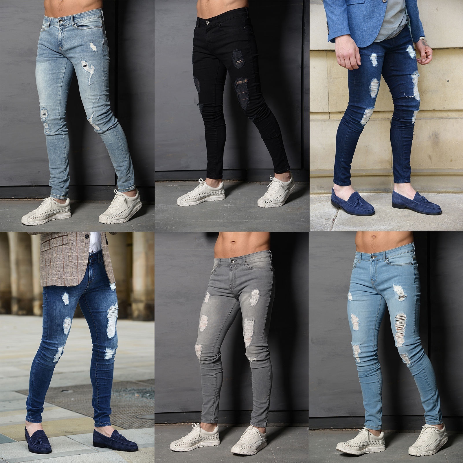 Men's Jeans SpringAand Summer High Street Stretch Men's Jeans Slim Fit Thin Motorcycle Jeans Mid-Waist Denim Cotton Ripped Youth Pants 23032