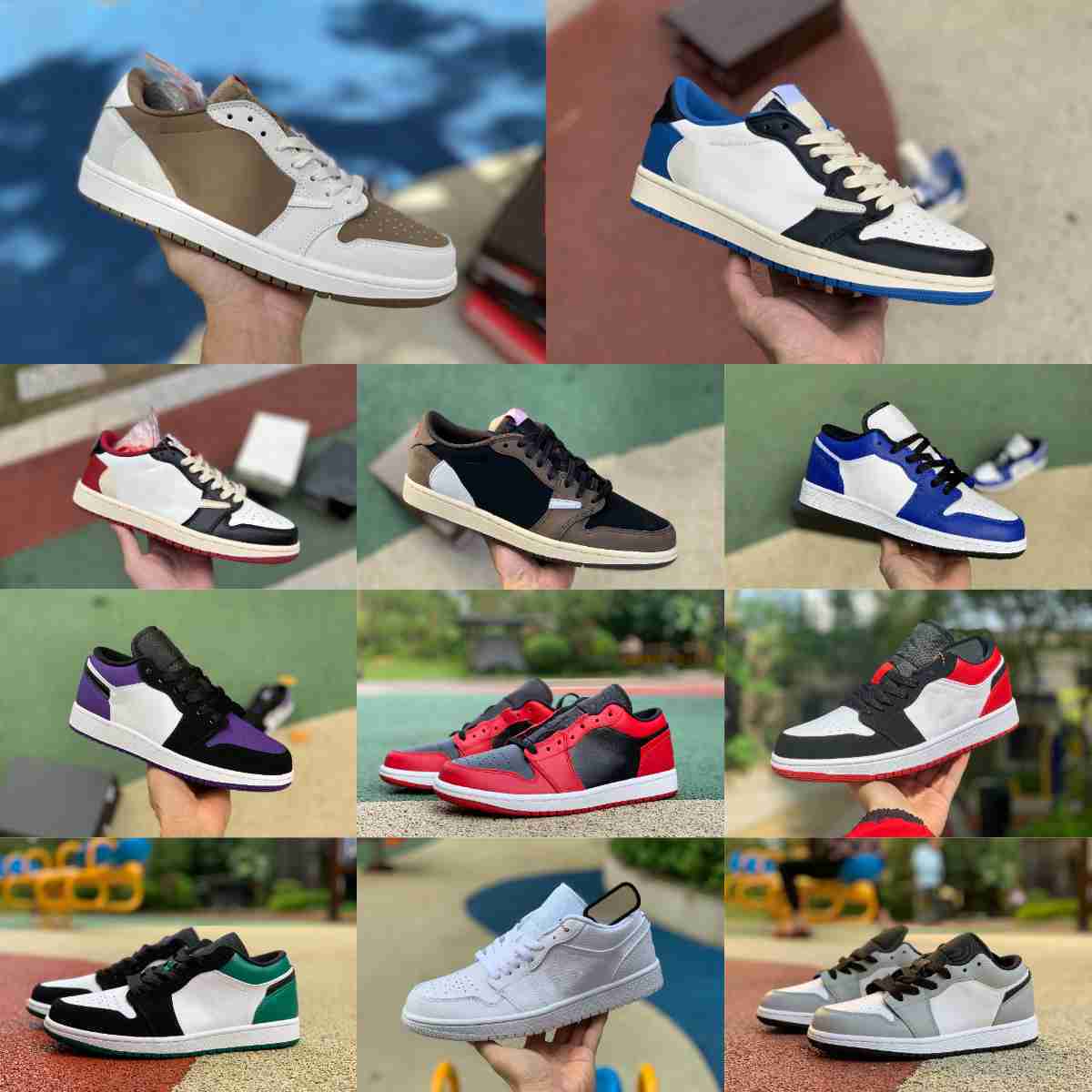 

Fragment TS Jumpman 1 1S Low Basketball Shoes Train Crimson Tint White Brown Red Gold Grey Toe UNC Court Purple Black Shadow Panda Emerald Designer Sports Sneakers S29, Please contact us