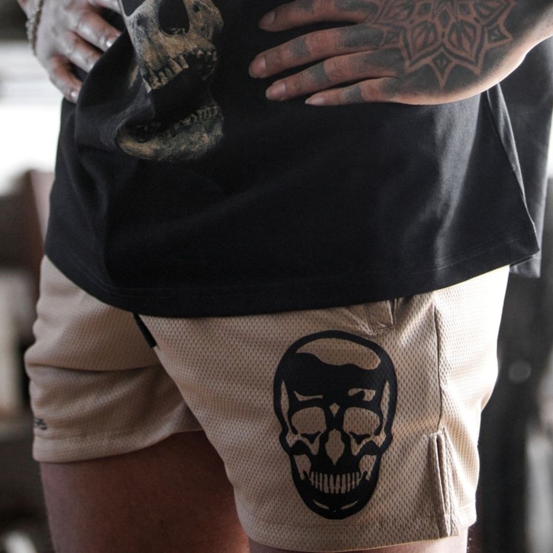 Men's Shorts 2023 Gymreapers Skull Men Running Fitness Breathable Mesh Training Quick Dry Mens Beach Sport Short 230329