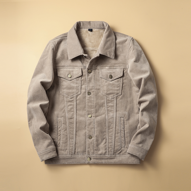 Men's Jackets Autumn winter plus velvet thickening men's corduroy jacket fashion casual men's warm jacket bomber jacket classic slim to