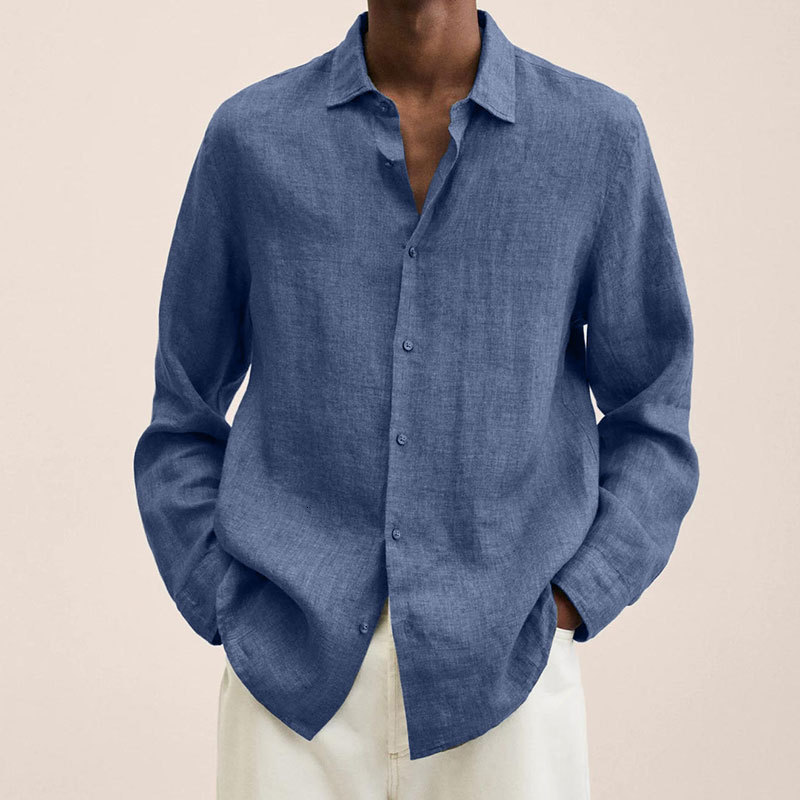 Men's Casual Shirts Spring Men's Thin Shirt Loose Solid Long Sleeve Polo Vintage Shirt Autumn Men's Shirt Cool Top M-5XL 230412