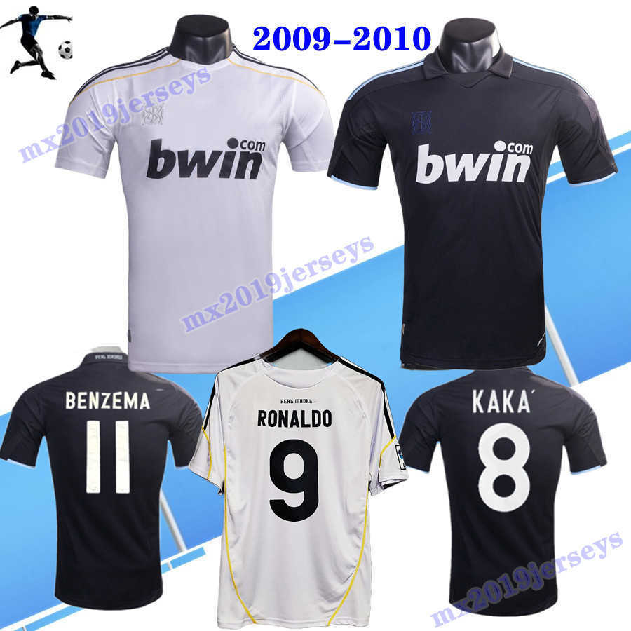 

2009 2010 RAUL SERGIO RAMOS KAKA HIGUAIN retro soccer jersey 09 10 Ronaldo BENZEMA Marcelo Guti VAN DER VAART REal madrids ALONSO vintage classic football shirt Top, 09 10 away jersey