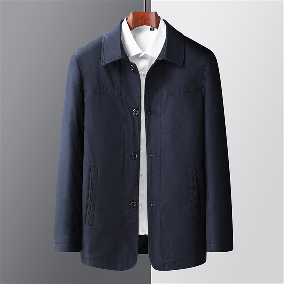 Men's Jackets Jacket Coat Men Spring Autumn Windbreaker Jacket Solid Color Fashion Causal Button Jacket Male Big Size Coat Khaki Grey 230329