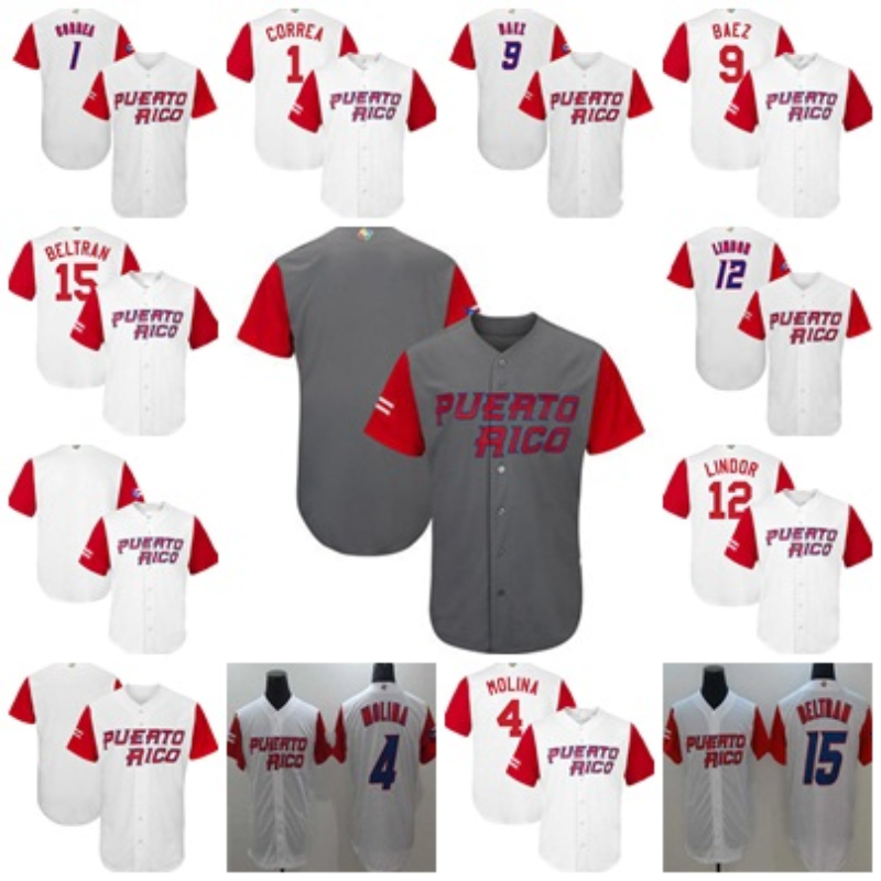 2017 WBC Puerto Rico Baseball Jerseys 1 Carlos Correa 9 Javier Baez 4 Yadier Molina Carlos Beltran White Grey Custom Any Name & Number, White 1
2017 WBC Puerto Rico Baseball Jerseys 1 Carlos Correa 9 Javier Baez 4 Yadier Molina Carlos Beltran White Grey Custom Any Name & Number, White 1